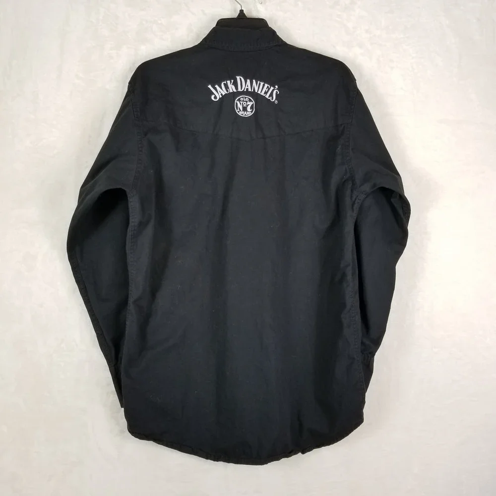 Jack Daniels Old No 7 Western Pearl Snap Shirt Mens Medium Black Embroidered L/S